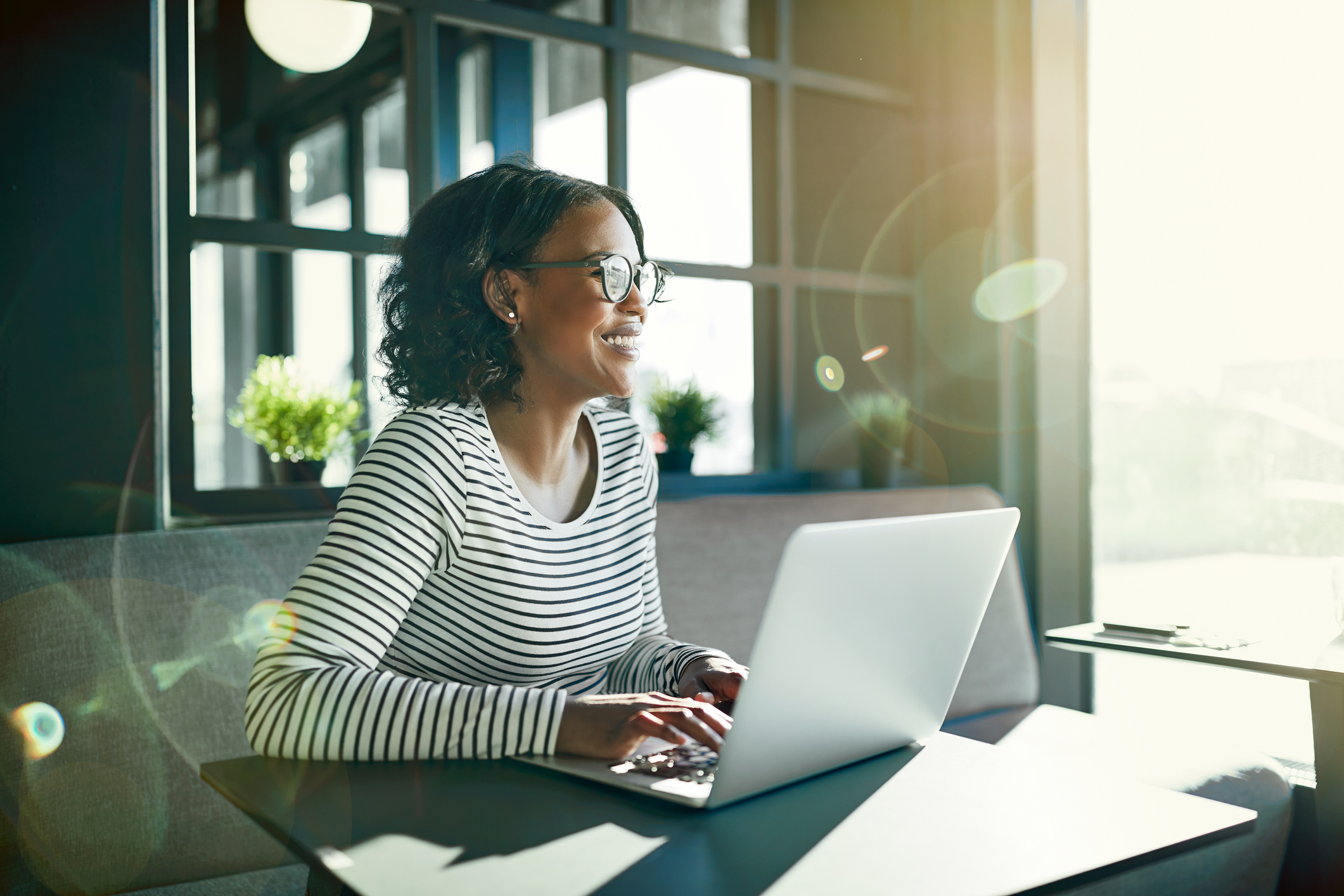 Remote worker in a coworking office space