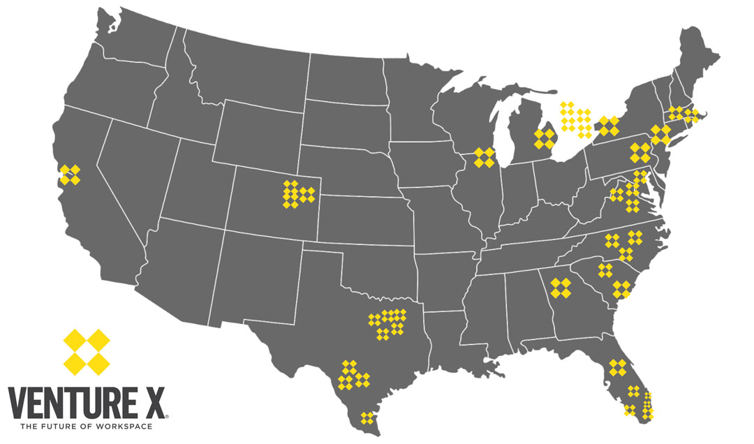 Carte des États-Unis Venture X emplacements
